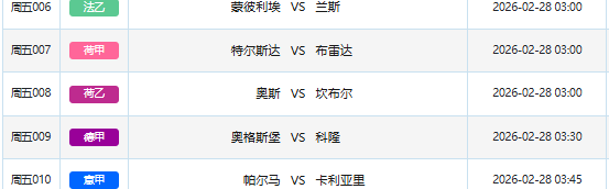 凌晨足球盛宴：法乙、德甲、荷乙、意甲五场赛事扫盘指南